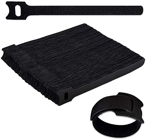 Kabelbinder Klettband 80 Stück, Wiederverwendbar Kabel Klettband, Verstellbare Klett Kabelbinder 150 x 12mm, Klettverschluss für Hause und Büro PC TV Kabel Organizer (Schwarz)