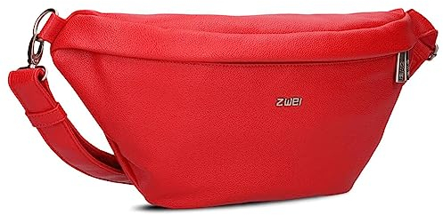 Zwei Damen Hip Bag Mademoiselle.M MH80 Bauchtasche 40 cm 3 Liter, Crossbody Bag wasserabweisend, 3-in-1 Bequeme Brusttasche, Gürteltasche & Hüfttasche (Cherry)
