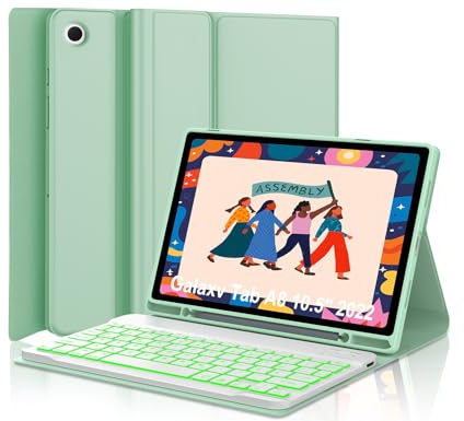 IVEOPPE Samsung Galaxy Tab A8 Hülle mit Tastatur, Samsung Tab A8 Tastatur 10.5 2022/2021, QWERTZ Deutsches Layout Tastatur mit Stifthalter für Galaxy Tab A8, Minzgrün