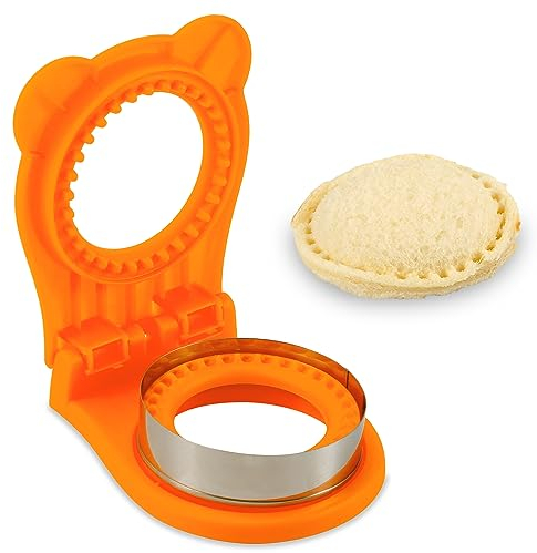 Sandwich Ausstecher und Versiegelung, Selbstgemachte Entkruster Sandwiches Taschen Sandwiches Uncrustables Maker Sandwich Ausstecher Set Kinder Lebensmittelschneider für Lunchbox und Bento (Orange)