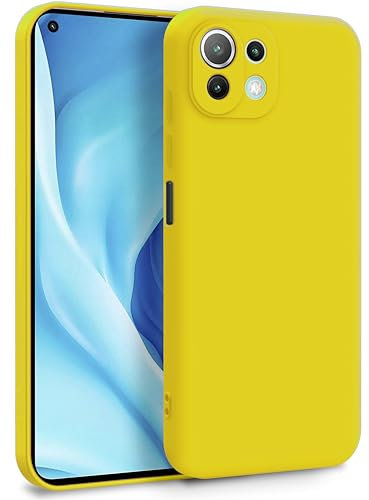 MyGadget Cover per Xiaomi Mi 11 Lite 5G - Custodia in Silicone Morbido a Doppio Strato – Case con Protezione Fotocamera & Fodera Interna Antigraffio - Giallo