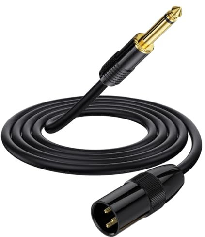 HTGuoji 1 Meter 6.35mm (1/4 inch) TS Mono to XLR Male Cable for Amplifiers, Instruments, Microphones, Speakers, Mixers, DJ Equipment, Laptops, Smartphones