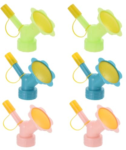 PATIKIL Bottle Cap Sprinkler, 6 Pack Plastic Dual Head Bottle Watering Spout Bonsai Watering Can Sprinkler Head for Indoor Succulent Plant, 3 Colors