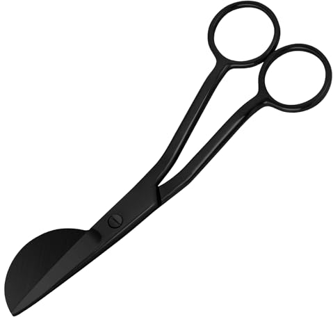 KUONIIY Applikationsschere, Edelstahl-Nähschere, Stickschere mit Entenschnabel-Rand, Paddel für Kunst, Basteln, Tufting, Handarbeiten und Sticken, 15,2 cm, Schwarz