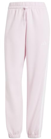 adidas Damen Essentials 3-Stripes Fleece Loose Pants, Clear pink/White, M