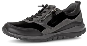 Gabor Damen Low-Top Sneaker, Frauen Halbschuhe,Freizeitschuhe,Laufschuhe,schnürschuhe,schnürer,Plateausohle,schwarz/Graphit,38 EU / 5 UK