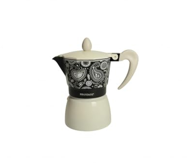 Brandani 52860 CAFFETTIERA SHANTI 3 TAZZE ALLUMINIO NERO, cm 15x9x16h, 1 tazza, Fornello Gas, No Induzione