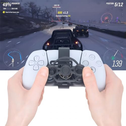 HACOCOLA Mini Gaming Racing Steering Wheel for PS5 Remote Controller, Playstation 5 Slim Driving Steering Wheel Game Accessories