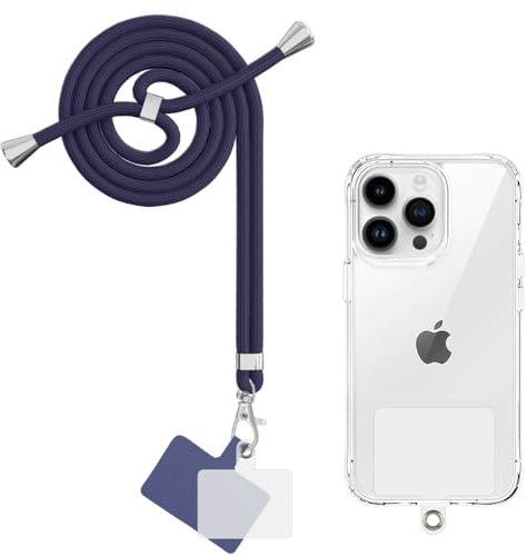 Yoedge Handyband Universal Schlüsselband zum Umhängen Handy Kette mit 2er Handy Lanyard Pads,Verstellbares Handy umhängeband Handyband Smartphonekette geeignet für jeder Hülle,Dunkelblau