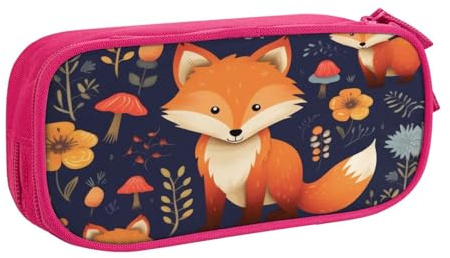 ZHONGSK Große Kapazität Federmäppchen Stifttasche Schreibwarenbeutel Stifteetui mit Fächern Reißverschluss, Niedliche Federtasche | Niedliche Tier Fuchs Blume | Stifteetui Organizer für Jungen Mädchen
