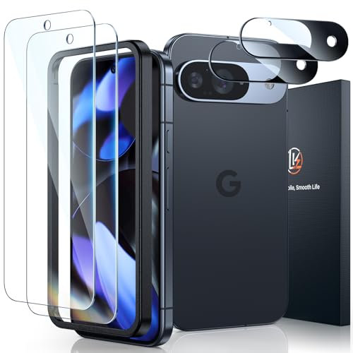LK 2+2 Panzer Schutz Glas für Google Pixel 9 mit 2 Schutzfolie und 2 Kameraschutz, [9H], Kratzfest, HD-Vollabdeckung Folie, Unterstützt Fingerabdruck-ID, Pixel 9 Displayschuzfolie Screen Protector