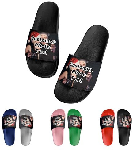RoPox Personalizza Le tue Pantofole, Pantofole Personalizzate con Foto, Sandali da Spiaggia Personalizzati Scarpe da Doccia, Esterno Indossare Domestico Bagno Interno Antiscivolo Sandali Domestic