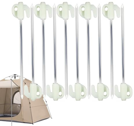 Lichtzeltheringe, beleuchtete Zeltheringe, robuste Vordachpfähle, Camping-Metallpfähle, 10 x beleuchtete Heringe für Zelt, Garten, Garten