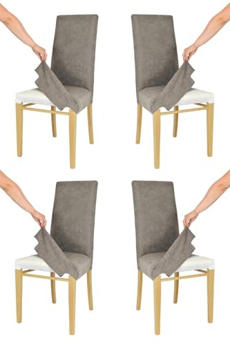 t m c s Tommychairs-4er Set gepolsterte Stühle Jazz mit herausnehmbarem Bezug,Struktur aus lackiertem Buchenholz Eiche,gepolstert und mit herausnehmbarem Bezug aus Stoff in Zementgrau bezogen