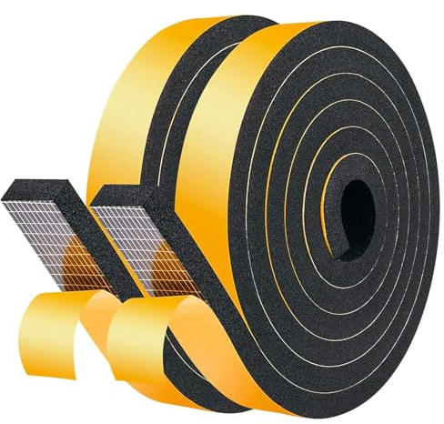 LIKERAINY Fensterdichtung Dichtungsband 19x8mm für Türen Fenster Schaumstoffstreifen Türdichtung Gummidichtung Schaumstoff Dichtungsstreifen Schaumdichtung Schwarz 2 Rollen 4 Meter