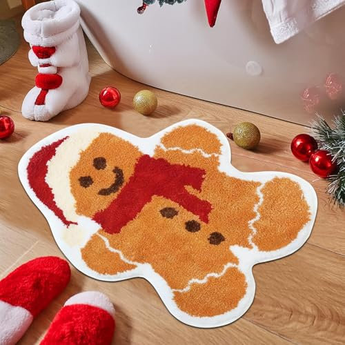 Fußmatte Weihnachten, Weihnachts Fussmatte Weihnachten Badematte, Weihnachtsfußmatten, Weihnachtsdeko Badezimmerteppich Weihnachten Aussen Innen Teppich Rutschfest Türmatte für Weihnachten Deko (D)