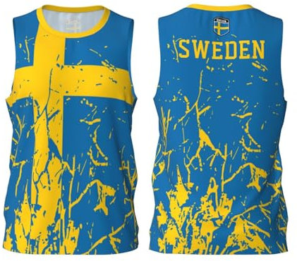 Basketball-Trikot mit Schweden-Flagge, Team-Up-Sport, 3D-Volldruck-Design, Trikots, Schwarz , 4XL