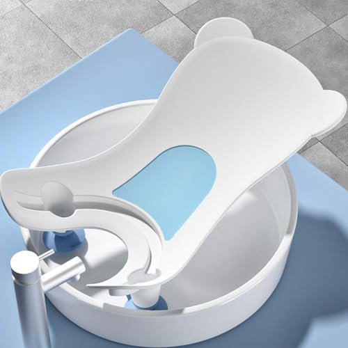 Baignoire de lavabo pour bébé avec aspiration, lavabo portable bain bébé avec trou suspendu, outil de lavage support des fesses pour baignoire comptoir utilisation quotidienne