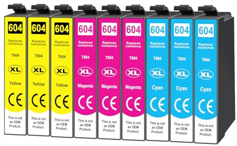 Yowell 9X 604XL Farbepatronen Kompatibel für Epson 604XL 604 XL Cyan Mangenta Gelb für Epson Expression Home XP-3200 XP-3205 XP-4200 XP-4205 XP-2200 XP-2205, Workforce WF-2910 WF-2930 WF-2950