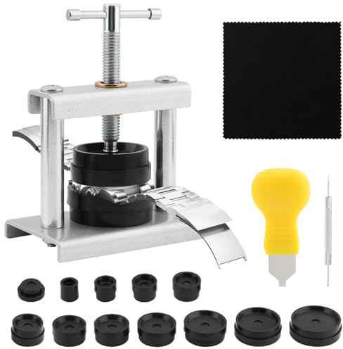 Ragyzity Watch Press Tool Set, Watch Back Case Closer for Closing The Cover, Watch Battery Replacement Watch Opener Remover, Suitable for Watch Repair Kits with 16 to 50mm Circular Dials