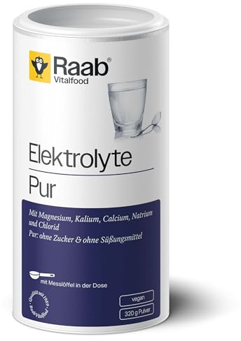 Raab Vitalfood® Elektrolyte Pur (320 g) - vegan, mit Messlöffel, Elektrolyte Pulver ohne Zucker und ohne Süßungsmittel, Perfekt für Sportler bei Flüssigkeitsverlust