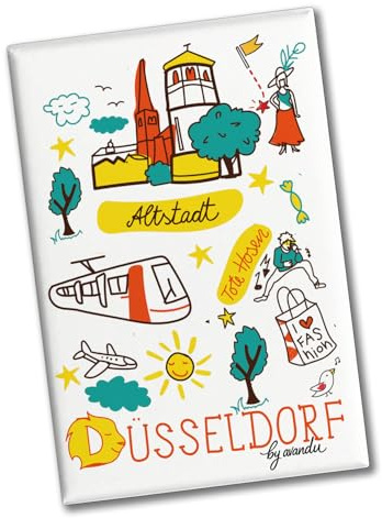 speecheese Souvenir Magnet Düsseldorf Wimmelbild Altstadt NRW | kreativer mit Stadt-Design Reiseandenken Souvenir