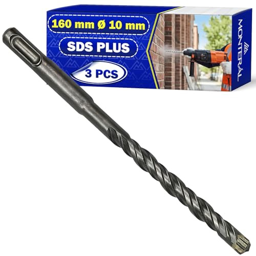 Foret Beton SDS Plus Ø 10 x 160 mm en Acier et Carbure de Tungstène | Meche Beton SDS Plus Peut Être Utilisé pour Briques Murs Pierre Béton Armé - MONTERAL