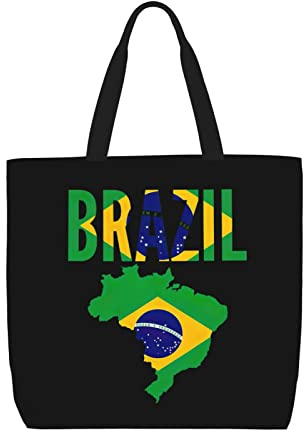 Canvas Umhängetasche Brasilien – Brasilianische Flagge Schultertasche Stylische Großer Kapazität Canvas Tasche, Für Frauen, Reisen, Transport, Schule