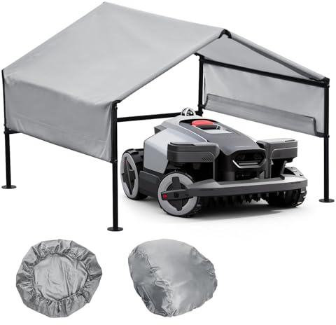 Dasmiro Robot Mower Garage - Waterproof Cover | 32x30x26 UV Protection Shelter for Wire Free Robot Lawn Mower | Steel Frame