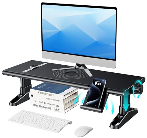 NIFBANG Monitorständer mit 6 USB C 3.0 Hub,HöHenverstellbar Monitor Erhöhung Schreibtisch Organizer Monitor Stand Riser mit Handyhalterung,Bildschirmerhöhung Ständer für Laptop,Computer
