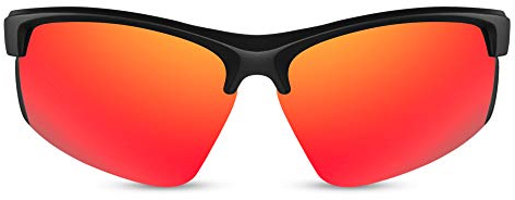 Cheapass Sonnenbrille Sport Schwarzer Rahmen mit Rot verspiegelten Gläsern UV400 Schutz Männer Frauen
