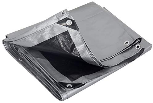 Lestarain universal Gewebeplane Abdeckplane Schutzplane,wasserdicht und haltbar Bauplane Bootsplane mit Ösen für Auto Gartenmöbel Pool 280g/m²,3x4m,Schwarz+Silber