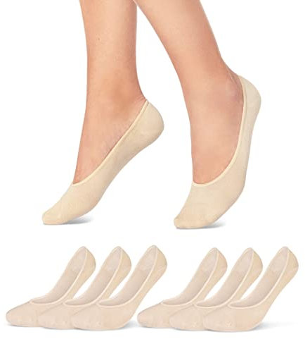 6 Paar Füßlinge Damen Sneaker Socken Ballerina Baumwolle 39960 WP (39-42 Beige)