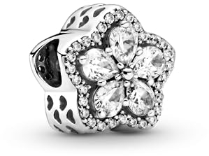 PANDORA Funkelnde Schneeflocke Pavé-Charm aus Sterling Silber mit Zirkonia Steinchen - Kompatibel Moments Armbänder