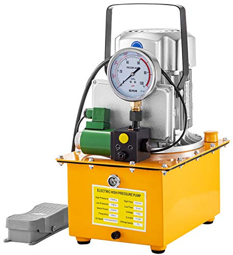 VEVOR Pompa Idraulica Elettrica 220v, 1400 Giri/min, Serbatoio della Pompa Idraulica Elettrica 750W, Pompa Idraulica ad Aria con Manometro Preciso, per Incarichi Come Sollevamento, Pressatura