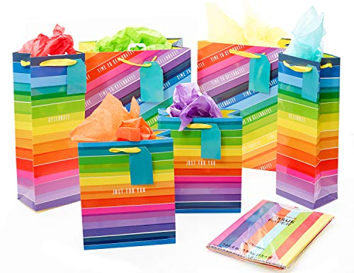 UK Greetings 6 Geschenktüten & Taschentücher Multipack für Ihn/sie/Freund – Regenbogen-Design