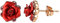 Vogem Red Rose Flower Stud Earrings for Women 18ct Rose Gold Plated Tiny Pierced Ears Earring Ladies Jewellery