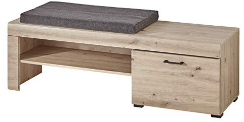 DEINE TANTE EMMA 3ZA4HH61 Wien Artisan Eiche/Stein Dekor Sitzbank Garderobenbank Schuhbank Schuhschrank inkl. Sitzkissen