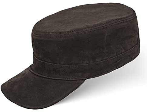 Black Forest Fox Herren Damen Leder Cuba Army Cap Hut Schirmmütze in versch. Farben & Leder (Marrone)