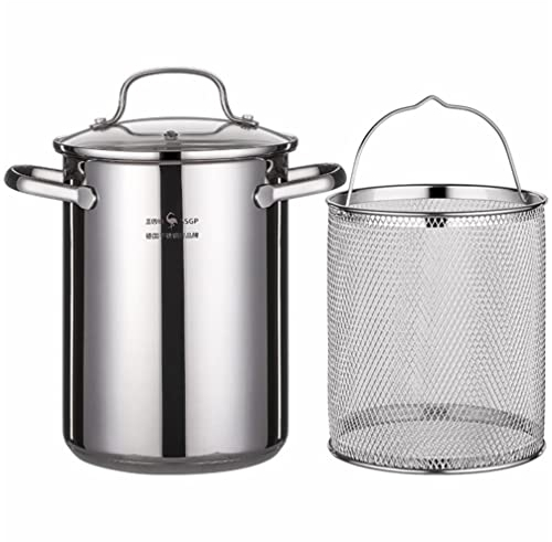 Luxshiny Asparagus Pot 1 Set of Stainless Steel Stock Pot with Strainer Crawfish Seafood Boil Turkey Fryer for Crawfish Lobster Seafood Cooking or Turkey Frying
