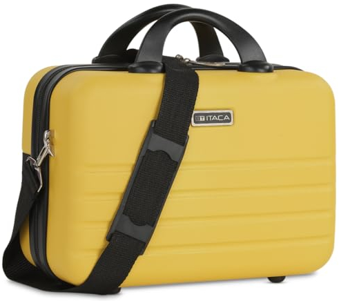 ITACA - Vanity Case Rigide. Trousse de Toilette Femme/Homme pour Voyage avec bandoulière réglable et Amovible. Trousse de Toilette à Grande capacité légère, Jaune