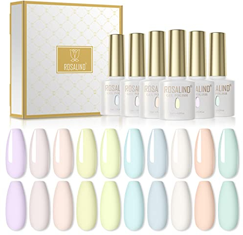 ROSALIND Gel Nagellack UV Set Shellac Pastell Gellack Set Makrone Süss Süßigkeiten Gelnägel Farben Gel Den Frühling Valentinstag Gel Semi Permanent Blaues Violettes Farbe 10PCS