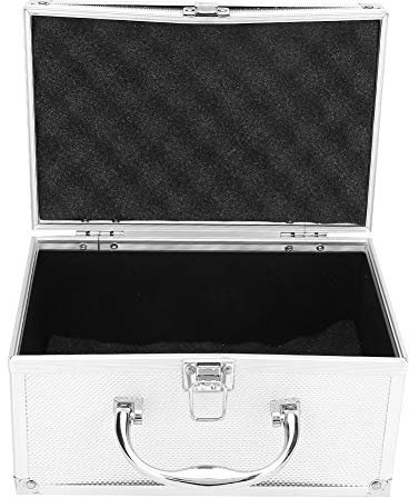 Aluminum Carrying Case - Metal Briefcase Tool Hard Case Toolbox with Handle & Sponge Lining, 9.05x5.9x4.9in, Silver