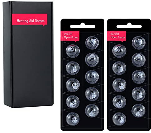 Hörgerätekuppeln für Oticon Ersatz, Oticon Minifit Double Vent Bass Domes (8 mm / 2 Pack), Universal Domes für Oticon Hörgerätezubehör. (OPEN, 8 MM)