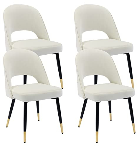 Wahson Samt Esszimmerstühle 4er Set Modern Seitenstühle Küchenstühle mit Metallbeinen Polsterstuhl für Esszimmer/Wohnzimmer/Küche,Beige