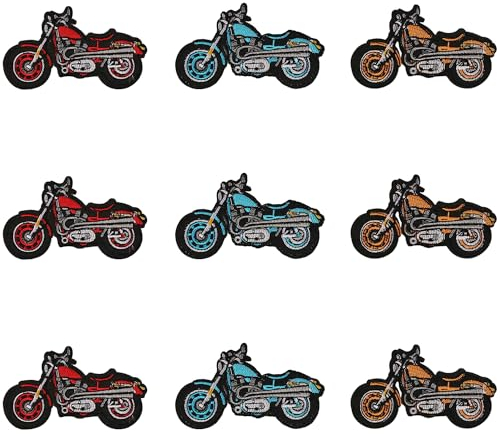 JKJF 9 Stück Motorrad Patches Rennauto Aufbügeln Bügelbild Motorcycle Aufnäher Applikation Stickerei Patches für Kleidung Rucksack Schuhe Jacke Jeans Hut Kleid