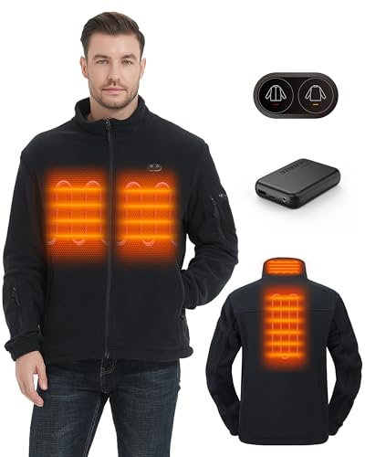 HEWINZE Unisex Heated Fleece Jacket - Electric Dual-Control Heating Warming Jacket with Battery Pack 7.4V.