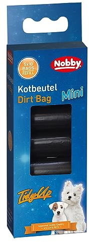 Nobby 67399 TidyUp Kotbeutel MINI schwarz 5 Rollen á 10 Beutel