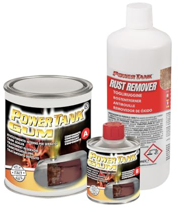 POWER TANK Tankversiegelung Motorrad 2k Gum elastischen 700 g Set Tankentroster Innen Versiegelung Tanksanierung Rost Tank Entrosten Und Versiegeln Tankinnenlack Tankbeschichtung Rostlöser Auto Moped