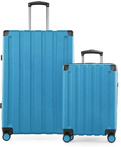 Hauptstadtkoffer Q-Damm - 2er Kofferset, Trolley-Set, TSA, Rollkoffer, Reisekoffer, (S & L), Cyanblau